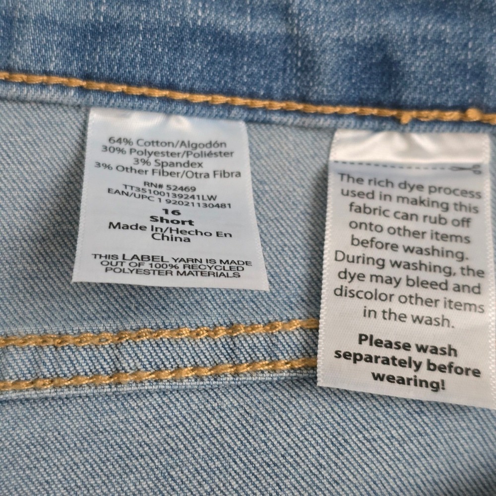 Time and Tru Womens High Rise Skinny Jeans Light Wash Stretch Denim 16 Short - Picture 7 of 7